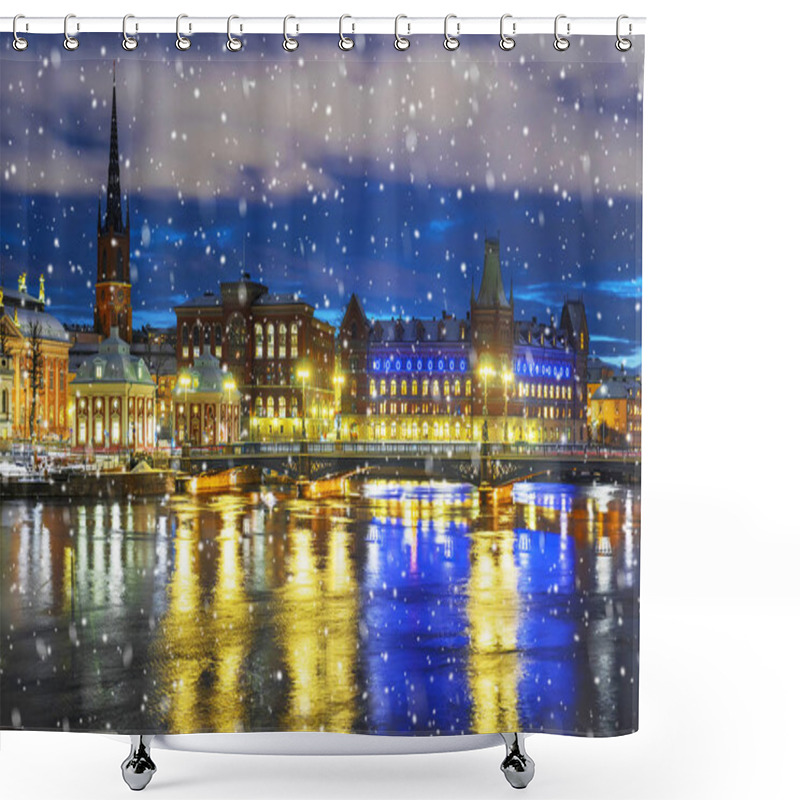 Personality  Night Winter Stockholm. Sweden Shower Curtains