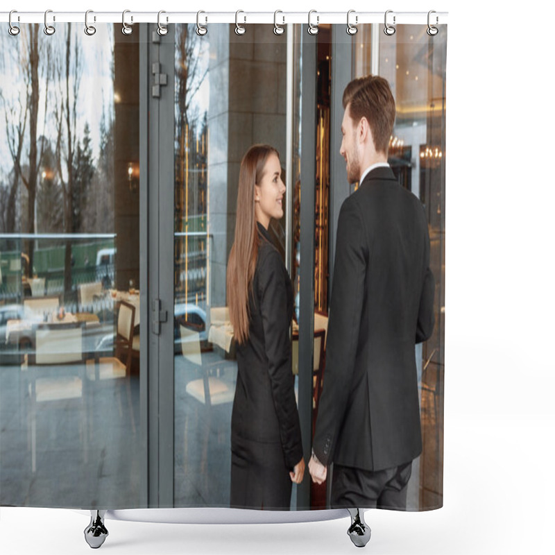 Personality  Business Lunch With Colleagues In Restaurant Shower Curtains