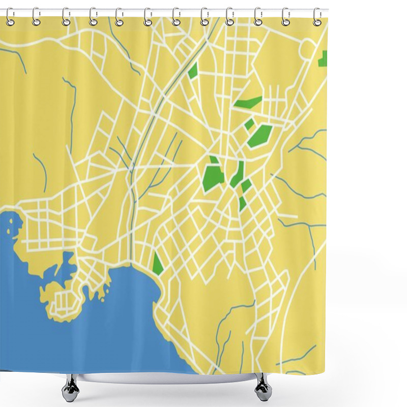 Personality  Vector Illustration Map Of Athens Shower Curtains