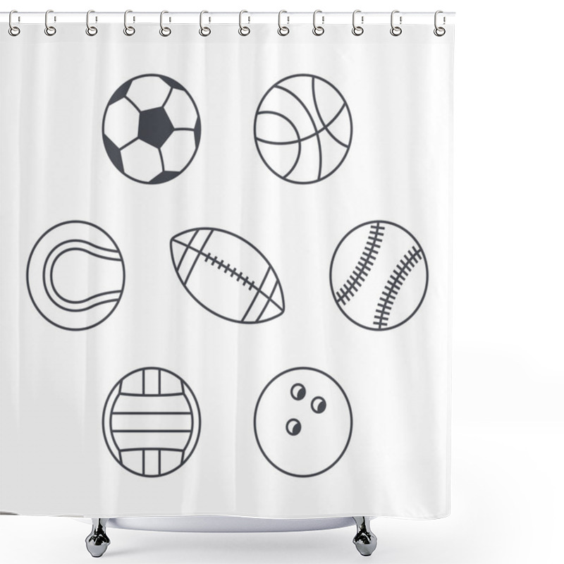 Personality  Sports Balls Set Shower Curtains