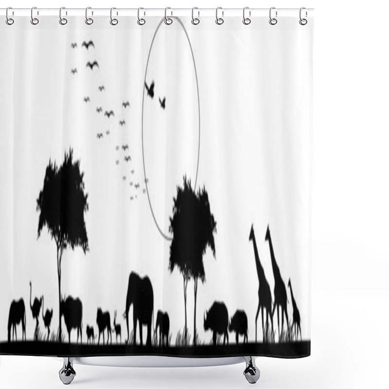 Personality  Beauty Silhouette Of Safari Animal Wildlife Shower Curtains