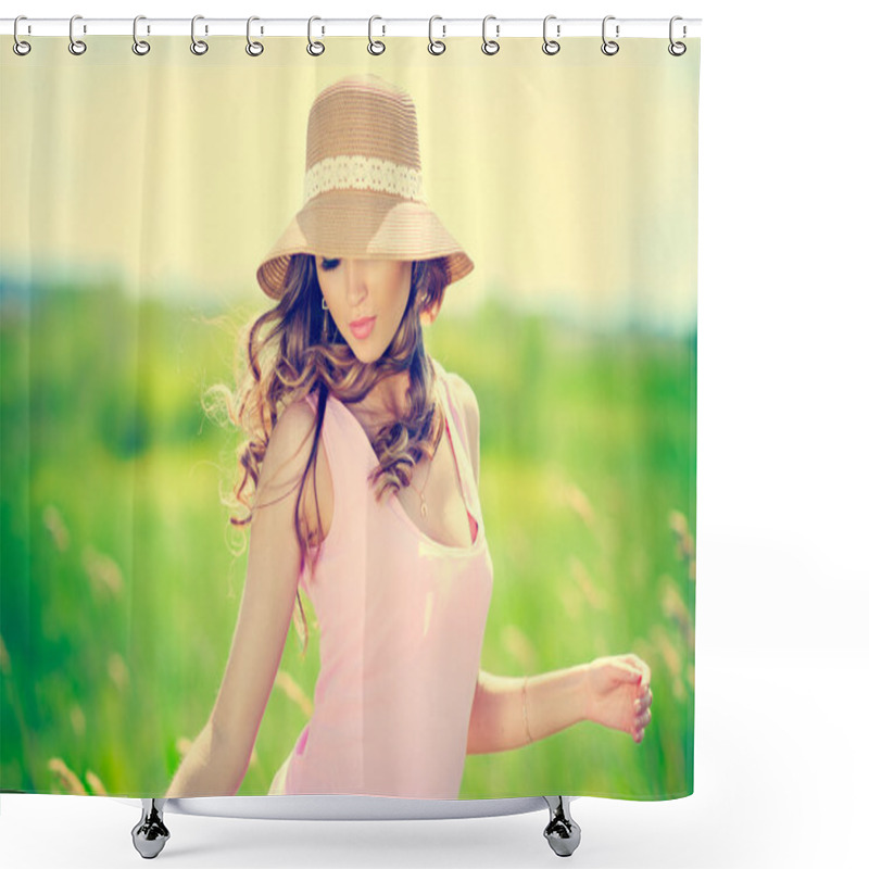 Personality  Summer Woman Portrait Shower Curtains