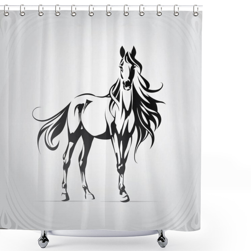 Personality  Vector Silhouette Of Horse Logo Shower Curtains