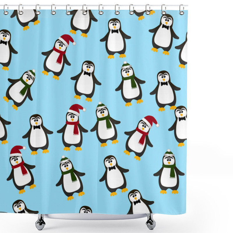 Personality  Cute Christmas Penguin Shower Curtains