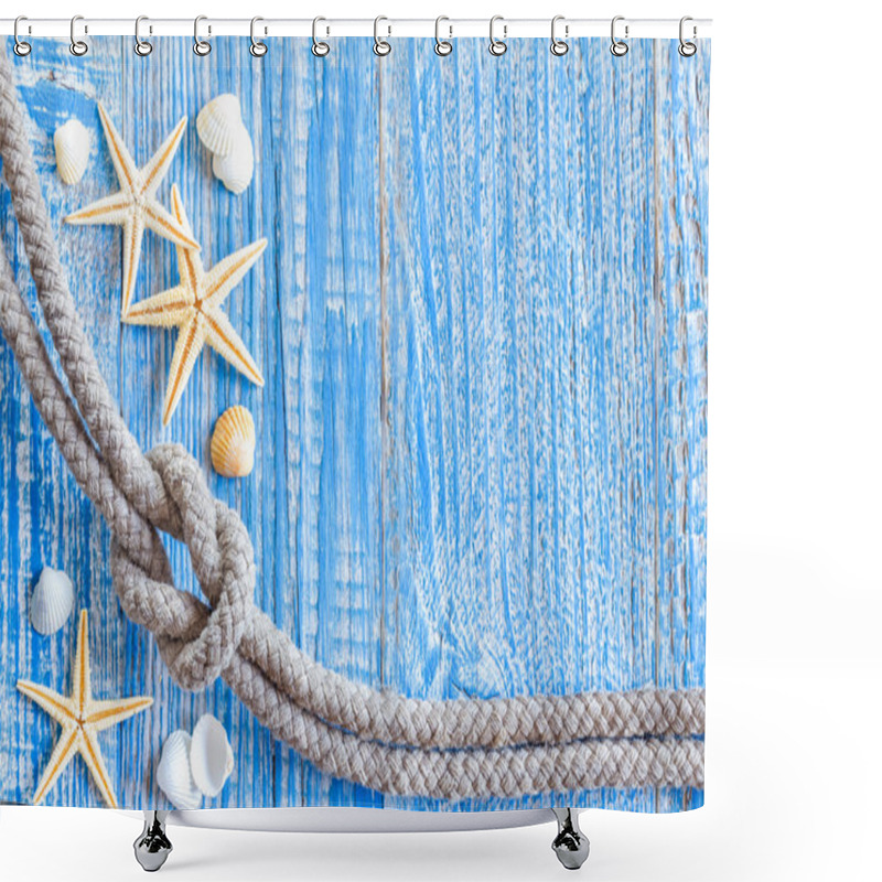 Personality  Marine Rope With Sea Shells On Deck Shower Curtains