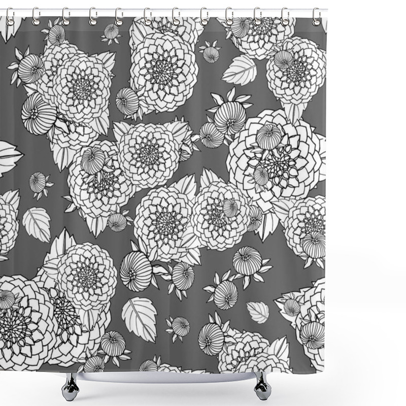 Personality  Seamless Pattern With F Dahlia Lowers, Nature Floral Backgroun Shower Curtains