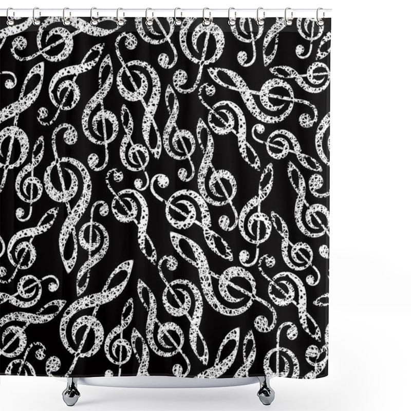 Personality  Music Theme Seamless Vector Background, Seamless Pattern With Cl Shower Curtains