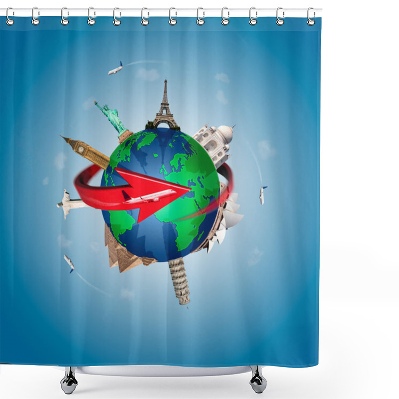 Personality  Travel Around The World Concept Shower Curtains