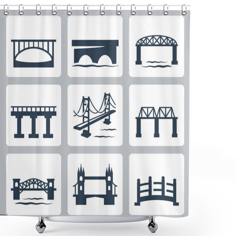 Personality  Vector Isolated Bridges Icons Set Shower Curtains