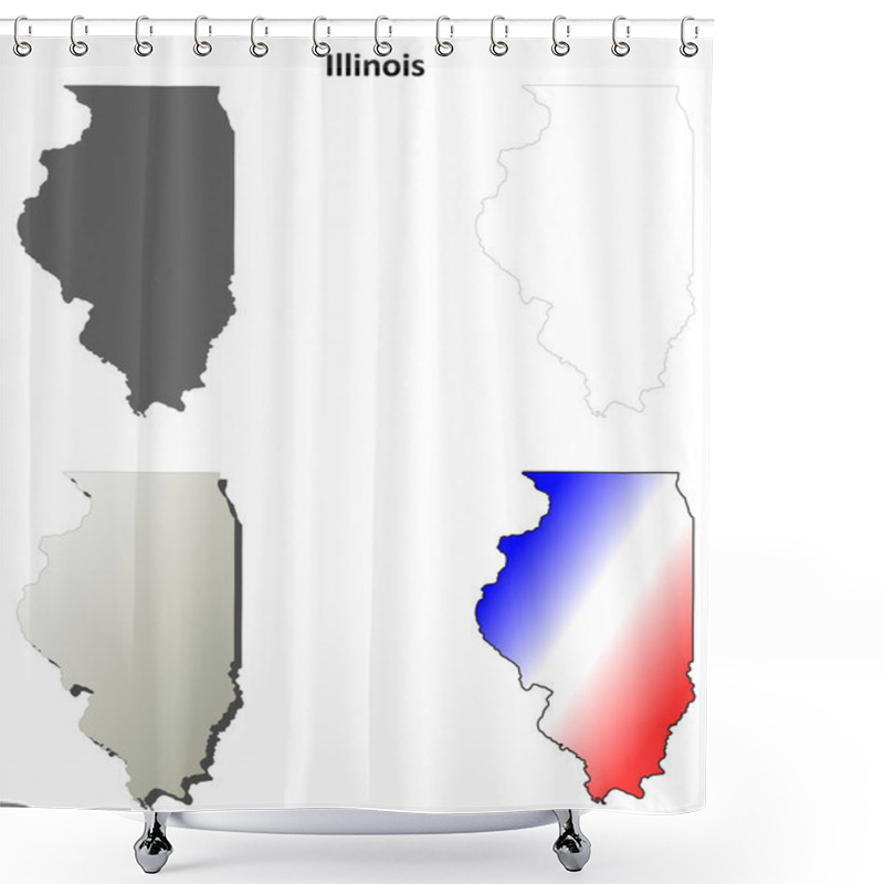 Personality  Illinois Outline Map Set Shower Curtains