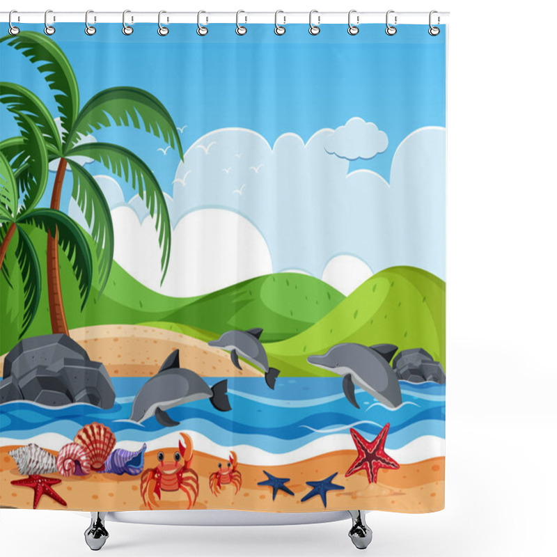 Personality  Sea Creature At The Beach Shower Curtains