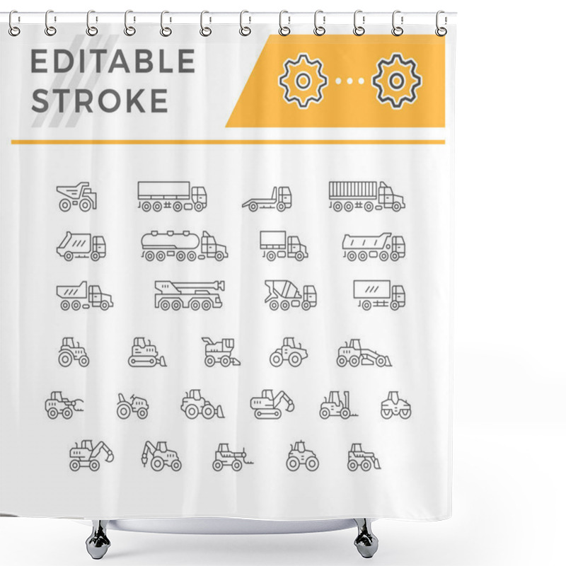 Personality  Set Line Icons Of Trucks And Tractors Shower Curtains