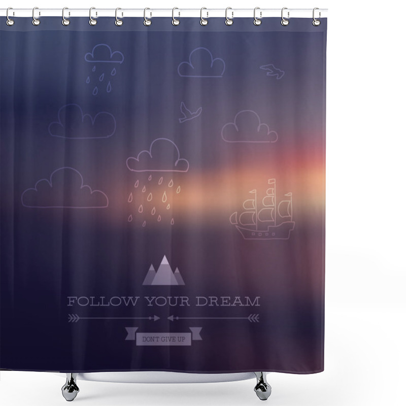 Personality  Vector Poster Travel Theme Shower Curtains