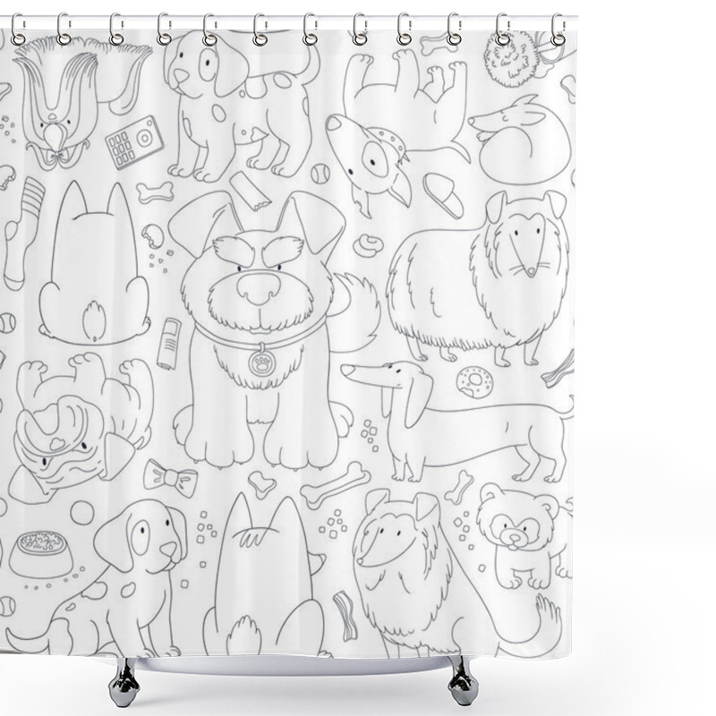 Personality  Cute Cartoon Dogs Shower Curtains