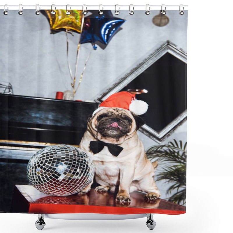 Personality  Pug Santa Shower Curtains