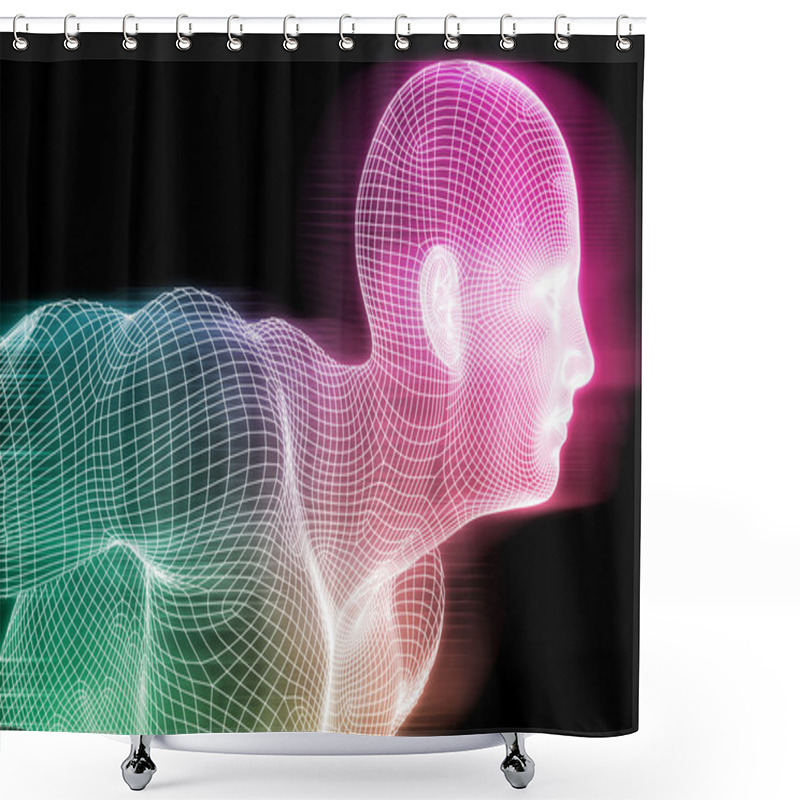 Personality  Human Wireframe Concept Background Shower Curtains