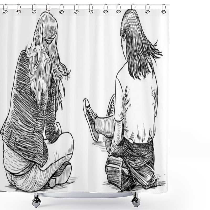 Personality  Girls On Rest Shower Curtains