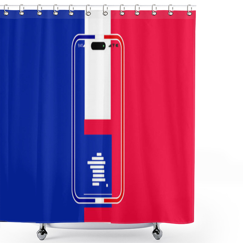 Personality  Creative Background Theme France With Rounded Because Simplified Outline Silhouette Map Of France, French Vibrant National Colors Of The French Flag Shower Curtains