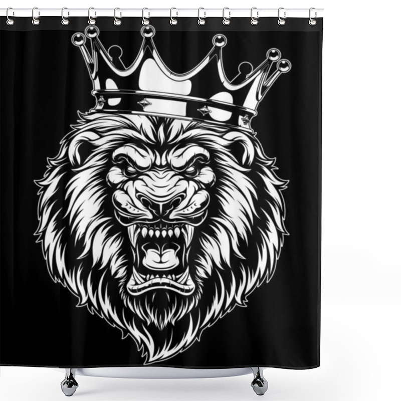 Personality  Ferocious Lion In The Crown Shower Curtains