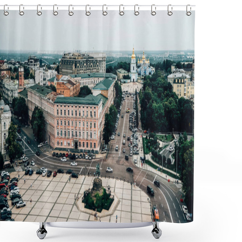 Personality  Aerial View Of Old Central District Of Kiev City, Ukraine Shower Curtains