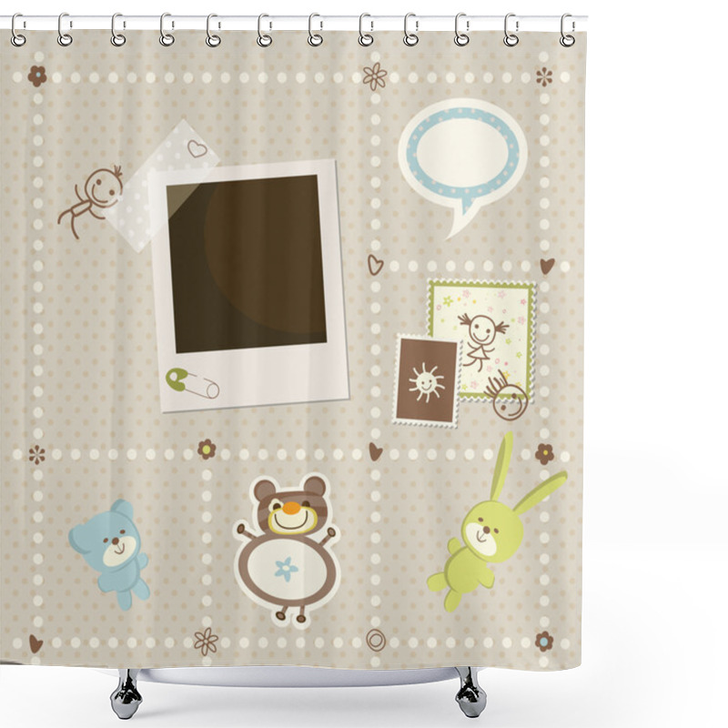 Personality  Baby Boy Card With Photo Frame Shower Curtains