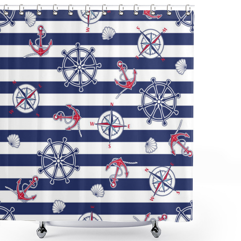 Personality  Seamless Marine Pattern Shower Curtains