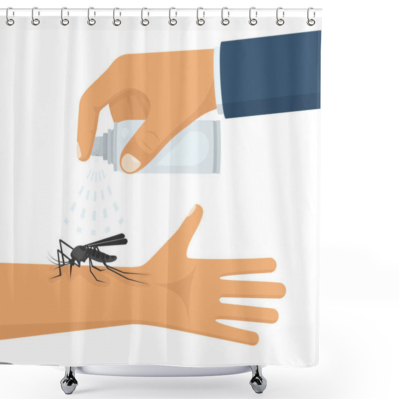 Personality  Mosquito Spray In Hand Human Shower Curtains