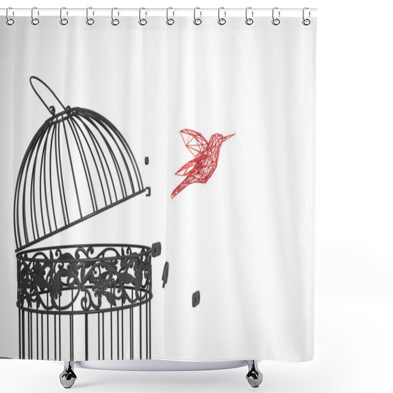 Personality  The Birdcages Low Poly Shower Curtains