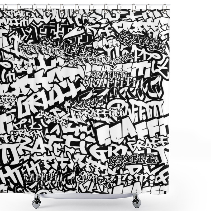 Personality  Black And White Seamless Graffiti Background Shower Curtains