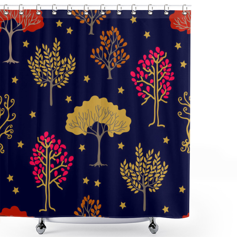 Personality  Golden Autumn Forest. Shower Curtains