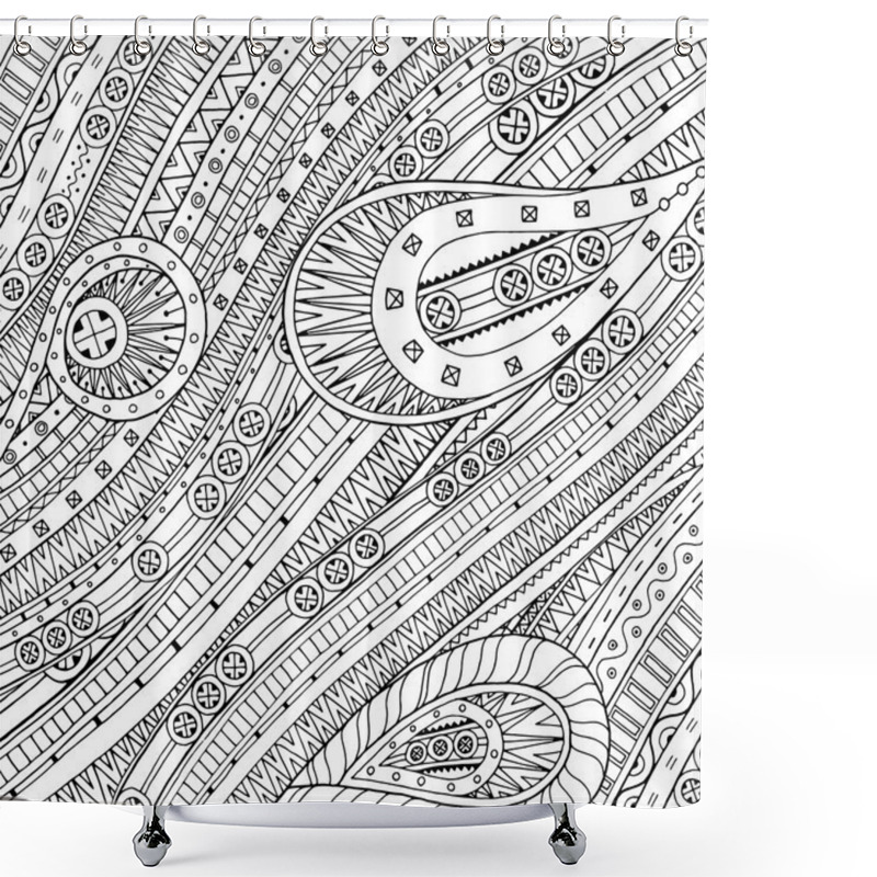 Personality  Doodle Background In Vector With Ethnic Pattern. Shower Curtains