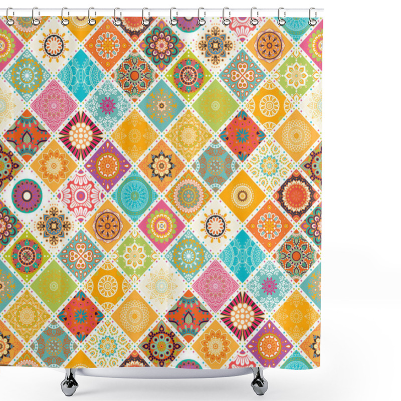 Personality  Seamless Repeating Pattern Consisting Of Different Mandalas Shower Curtains