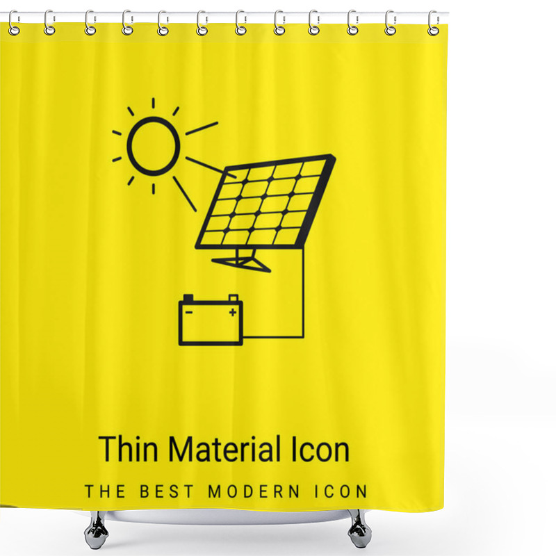 Personality  Battery Charging With Solar Panel Minimal Bright Yellow Material Icon Shower Curtains