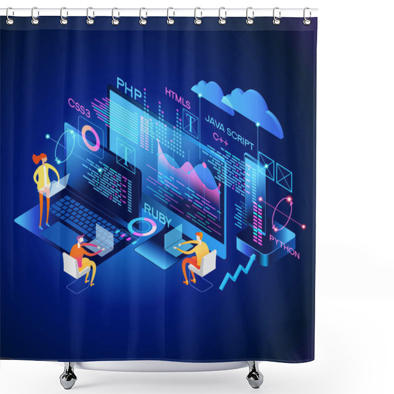 Personality  Programming Web Banner Shower Curtains