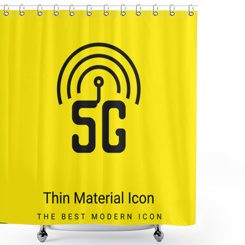 Personality  5g Minimal Bright Yellow Material Icon Shower Curtains