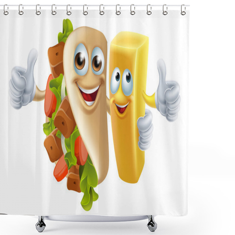 Personality  Kebab And Chip Mascots Shower Curtains