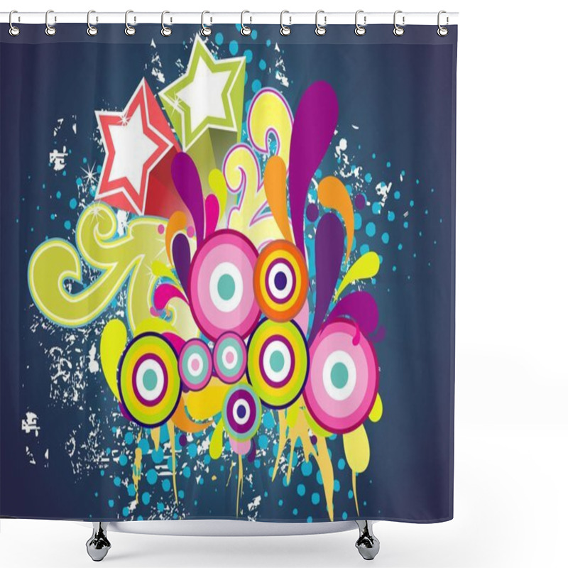 Personality  Grungy Artwork With Background Shower Curtains