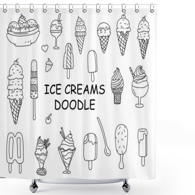 Personality  Ice Cream Doodle Clip Art Shower Curtains