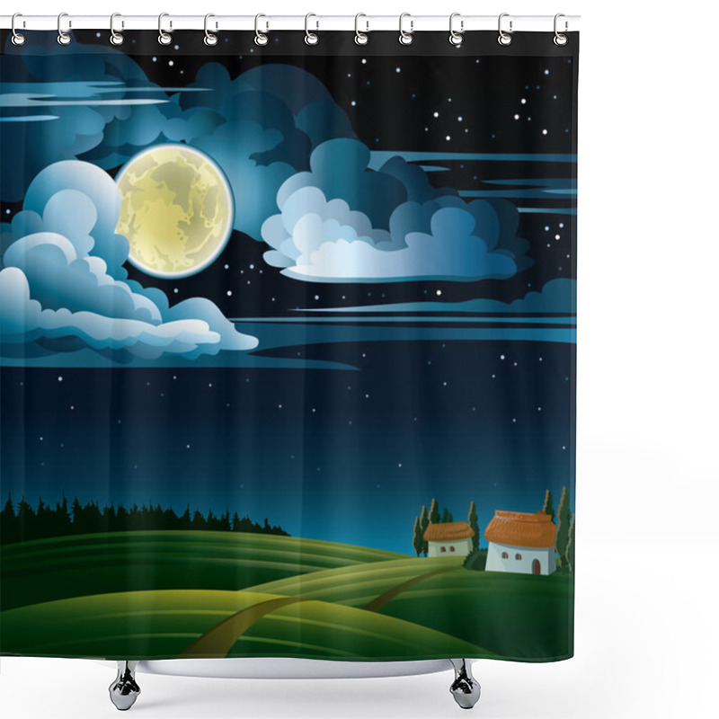 Personality  Moon And House Shower Curtains