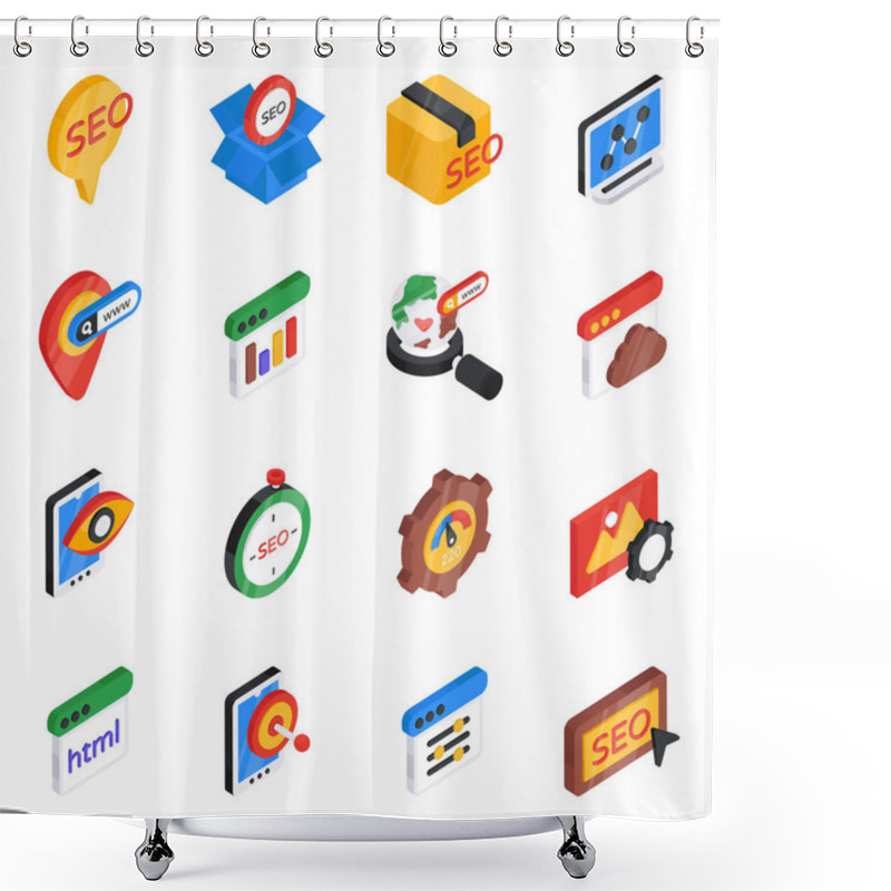 Personality  Set Of Project Management Flat Icons Shower Curtains