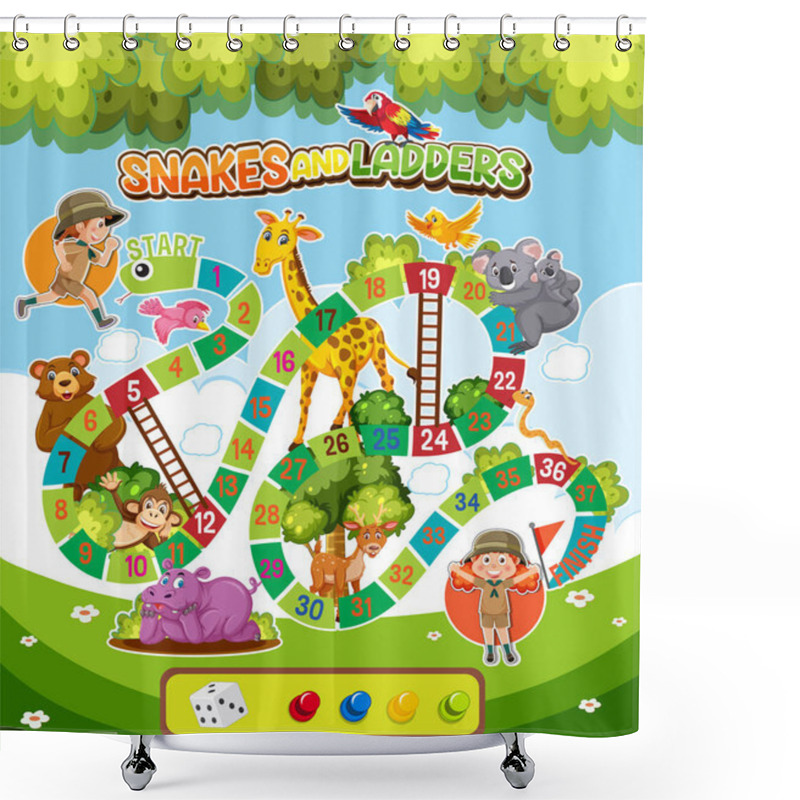 Personality  Snakes And Ladders Board Game Template Illustration Shower Curtains