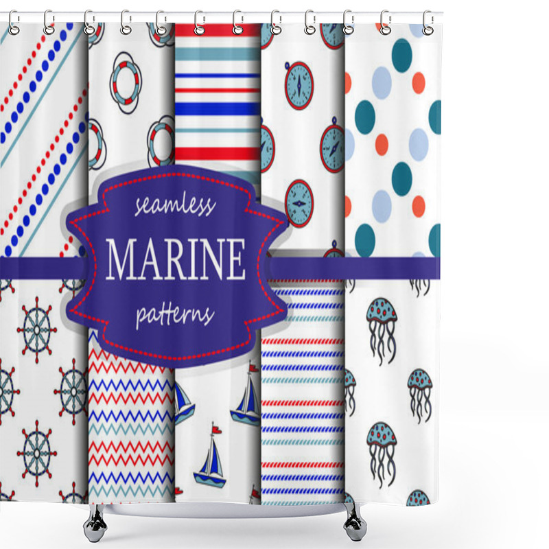 Personality  Navy Vector Seamless Patterns. Shower Curtains