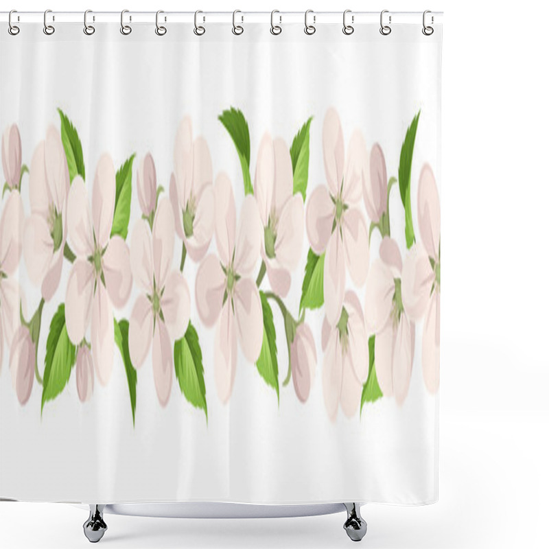 Personality  Horizontal Seamless Background With Apple Blossoms. Vector Illustration. Shower Curtains