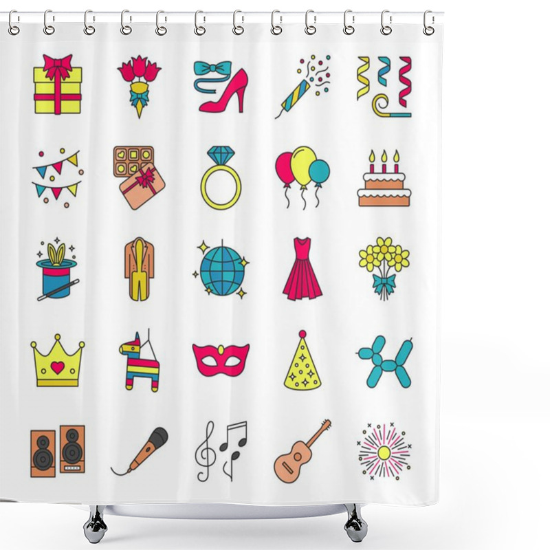 Personality  Holiday Accessories Icons Set Shower Curtains