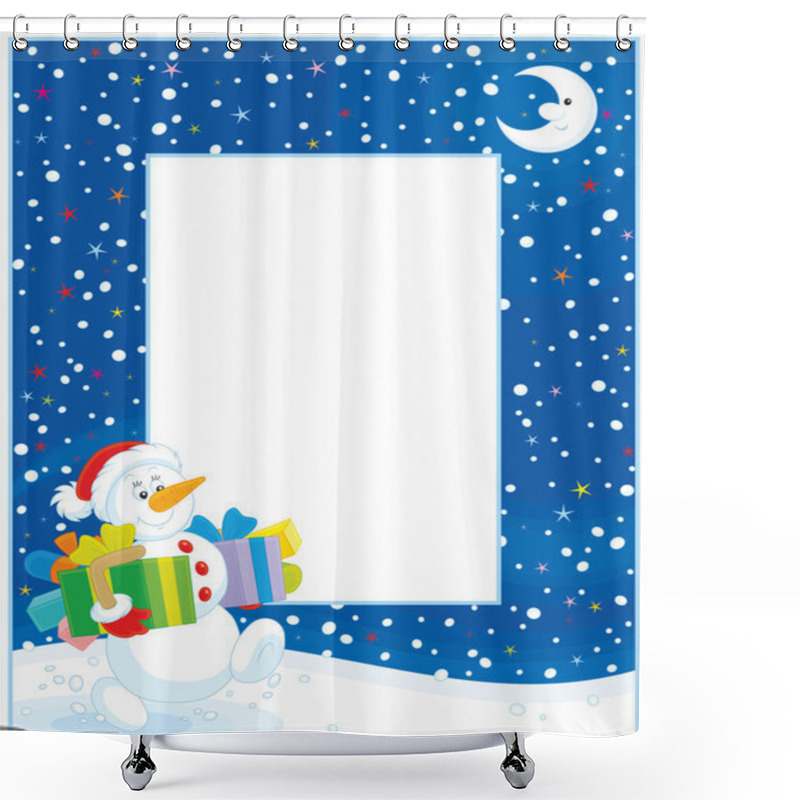 Personality  Border With Christmas Snowman Shower Curtains