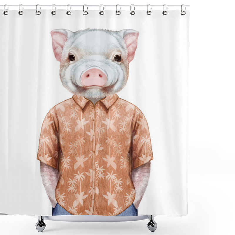 Personality  Piggy In Summer Shirt Shower Curtains