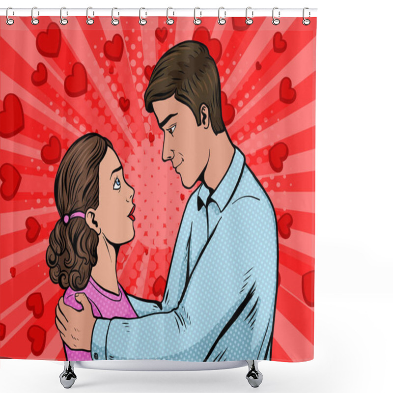 Personality  Couple In Love Pop Art Style Vector Illustration Shower Curtains