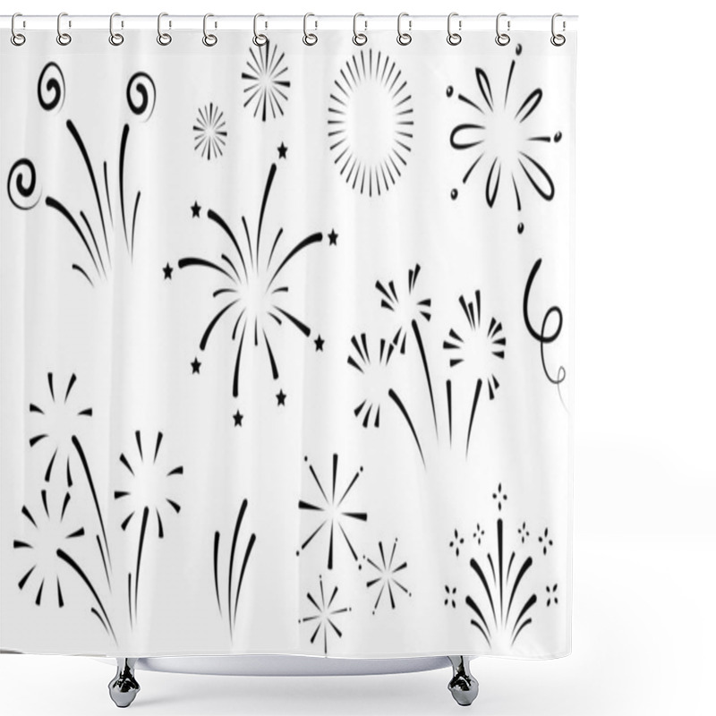 Personality  Vector Collection Of Swishes, Swashes, Swoops. Rotating Calligraphy. Highlight Text Elements. Hand Drawn Fireworks. Shower Curtains