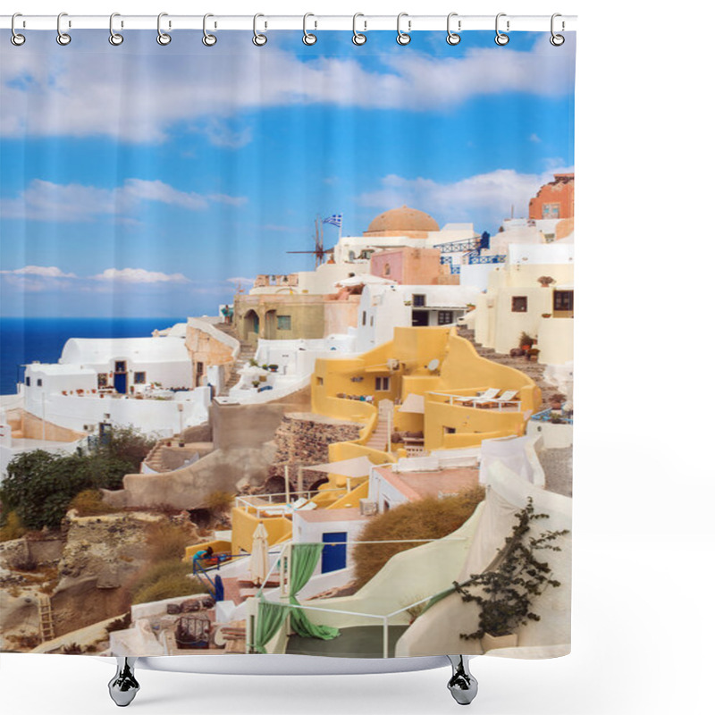 Personality  Traditional Architecture In Oia Village, Santorini, Greece Shower Curtains