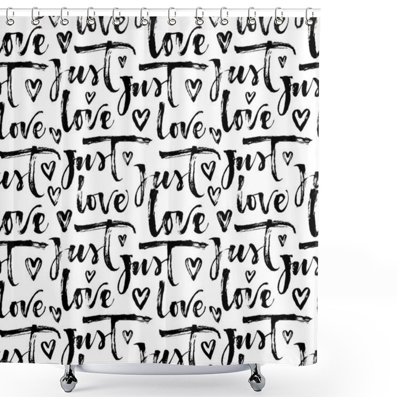 Personality  Seamless Pattern With Hand Drawn Words.  Shower Curtains